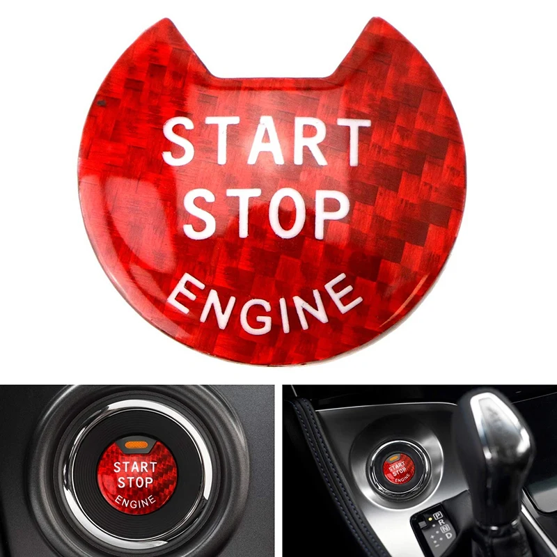 Блестящая красная нажимная кнопка запуска/остановки двигателя из настоящего