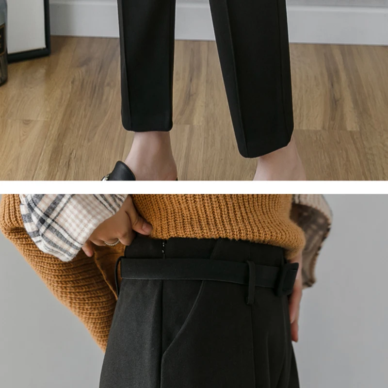 

Autumn Korean Woolen Harem Pants Women Loose High Waist Wide Leg Pants Sweatpants Women Baggy Casual Winter Pants Women 11693