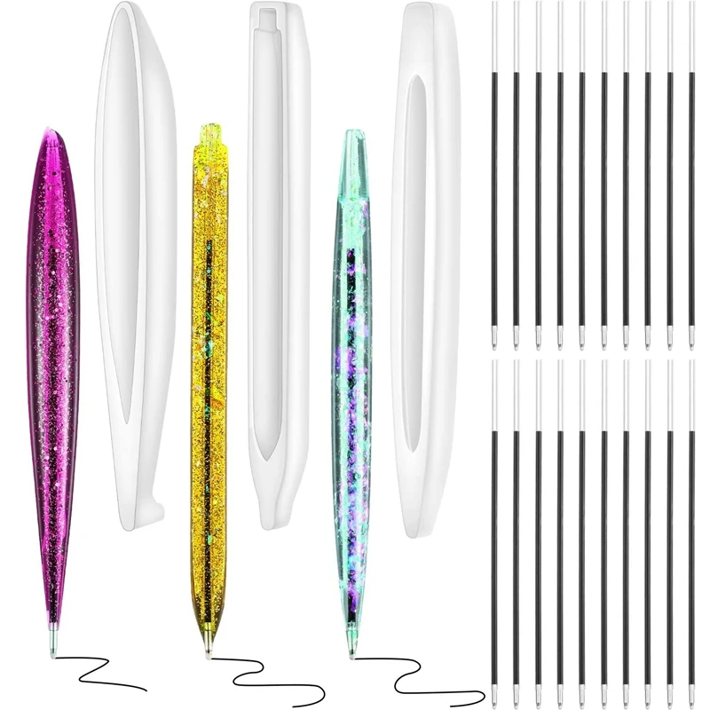 3 ручки полимерные формы эпоксидные литые шариковая ручка с 100 шт. черная Заправка