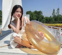summer inflatable adult swimming ring round sequin swimming circle beach pool party baby floating ring 80