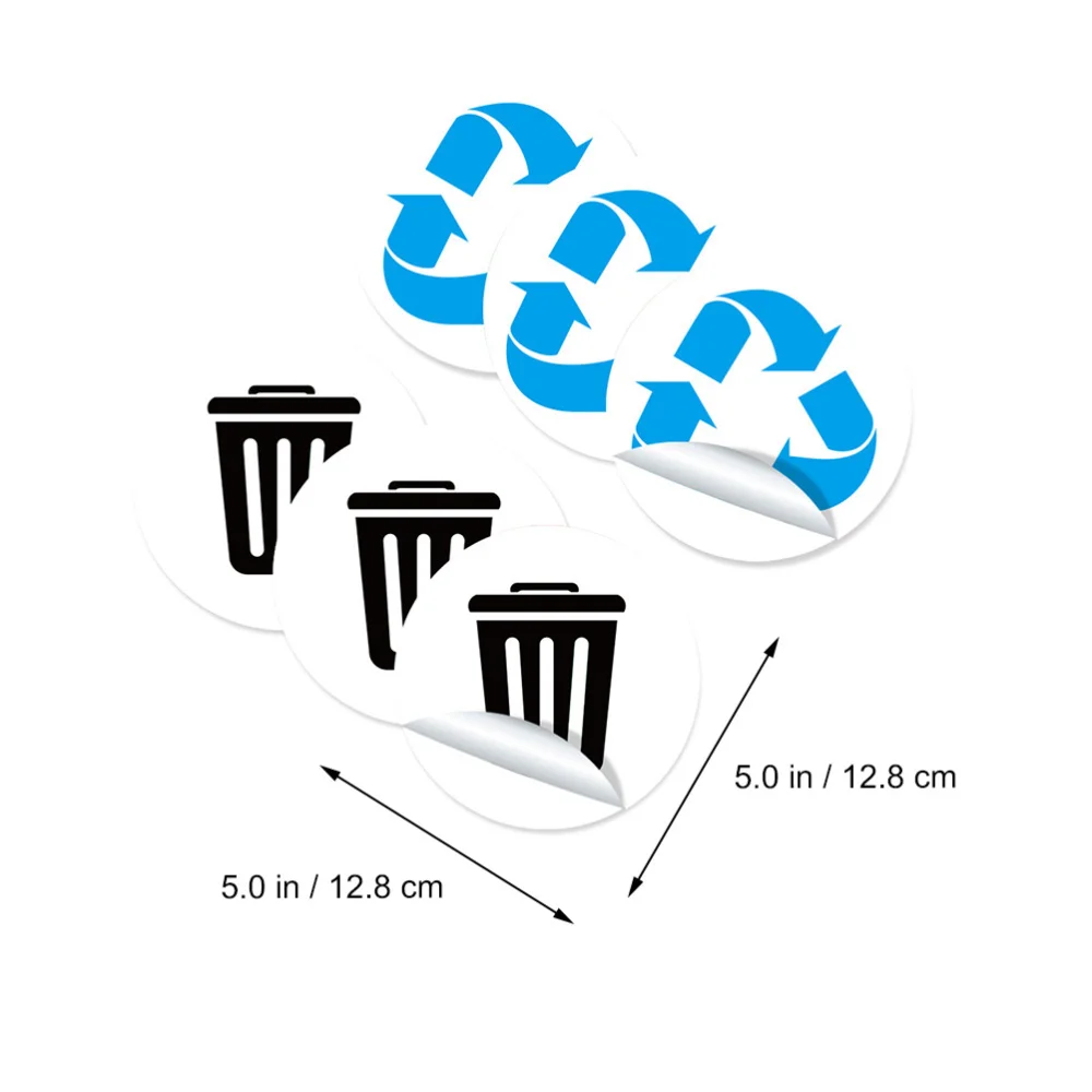 

1 Set of 6 Sheets PVC Garbage Sorting Stickers Adhesive Trash Bin Sticker