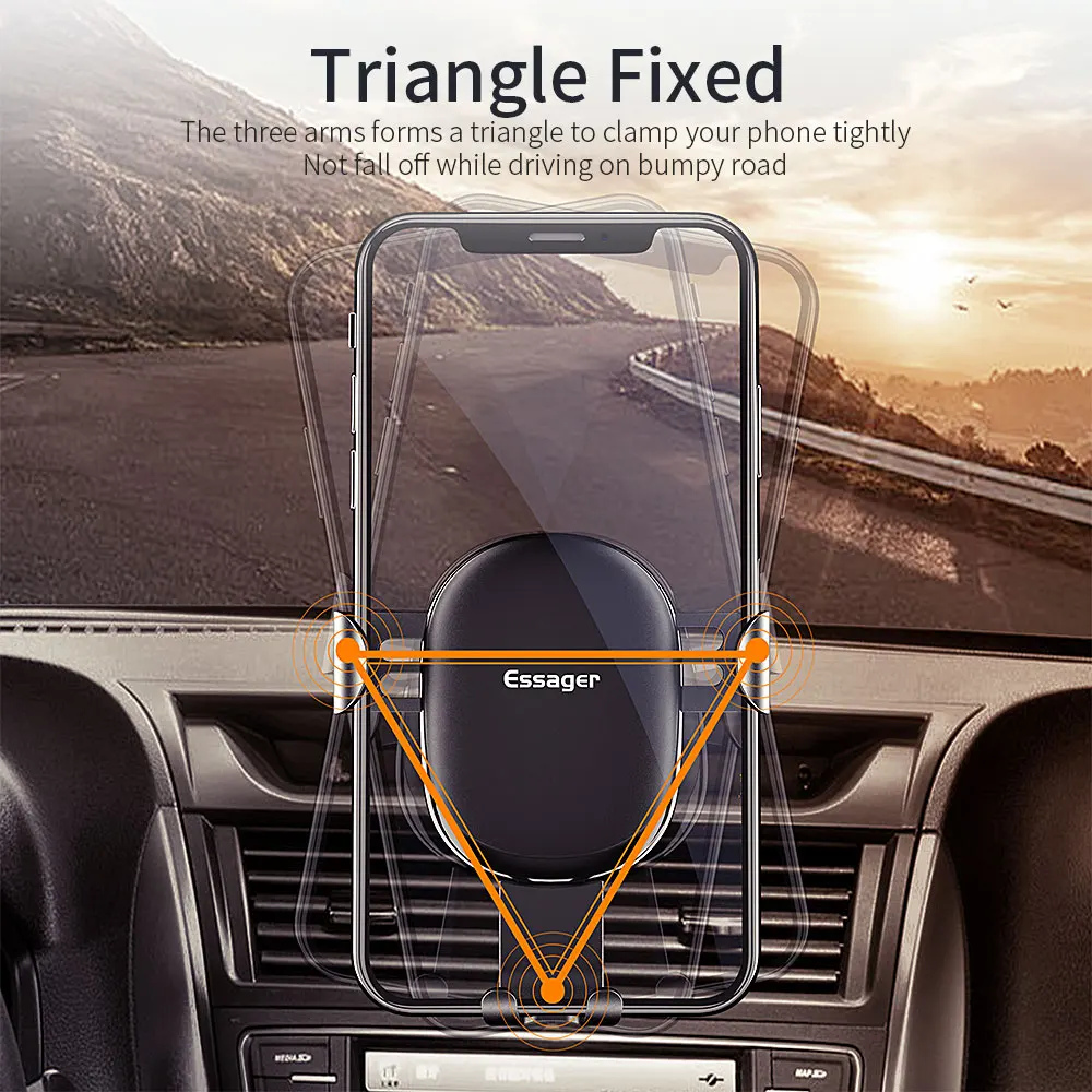 Essager Gravity Car Phone Holder For iPhone Samsung Universal Mount Holder For Phone in Car Cell Mobile Phone Holder Stand