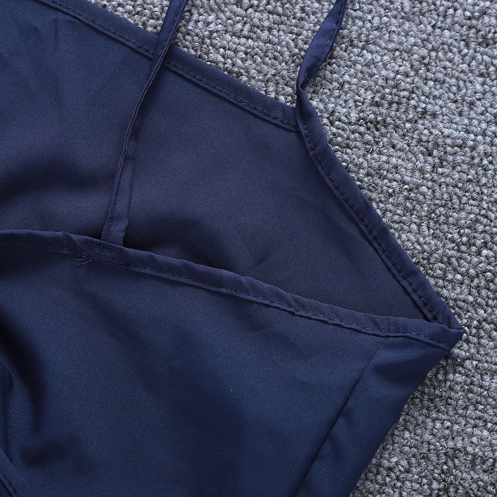 2019 сексуальный с открытыми плечами Синий Холтер широкие ноги комбинезон без