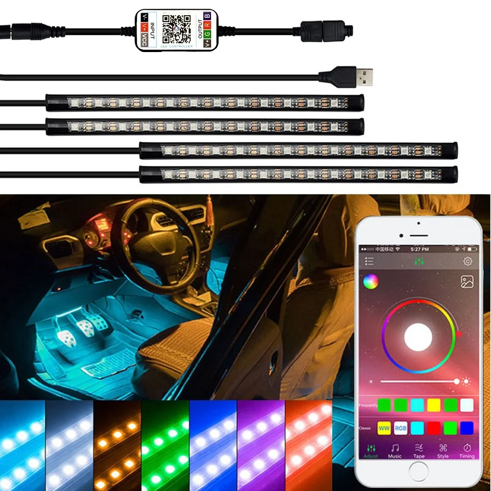 Светодиодные ленты RGB пульт дистанционного управления Управление автомобиль декоративные атмосферу светильник для hyundai Tucson Creta Kona IX35 Solaris акцент I30 Santa Fe