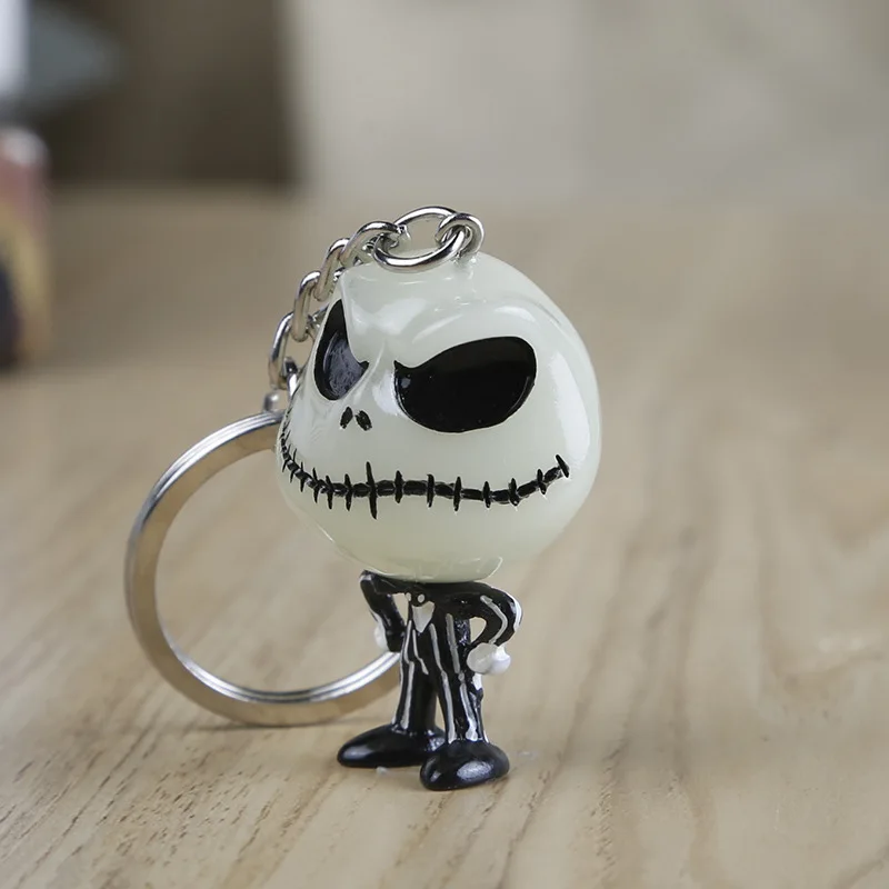 

Personality luminous keychain Christmas night horror Jack gift bag pendant resin accessories car key chain bag hanging chain