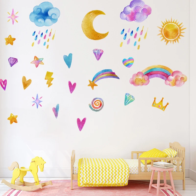 

New Rainbow Cloud Decoration Wall Stickers Living Room Bedroom Children's Room Decoration Stickers