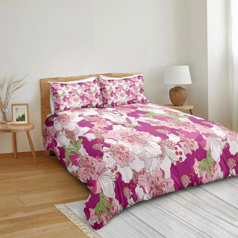

Красочные цветы пододеяльник с наволочками розовый комплект постельного белья для девочек цветочный домашний текстиль элегантный красивый комплект постельного белья