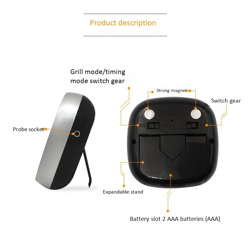 

Digital Meat Thermometer Instant Read Oven Food Thermometer Digital with Sensitive Color LCD Display for Cooking, BBQ