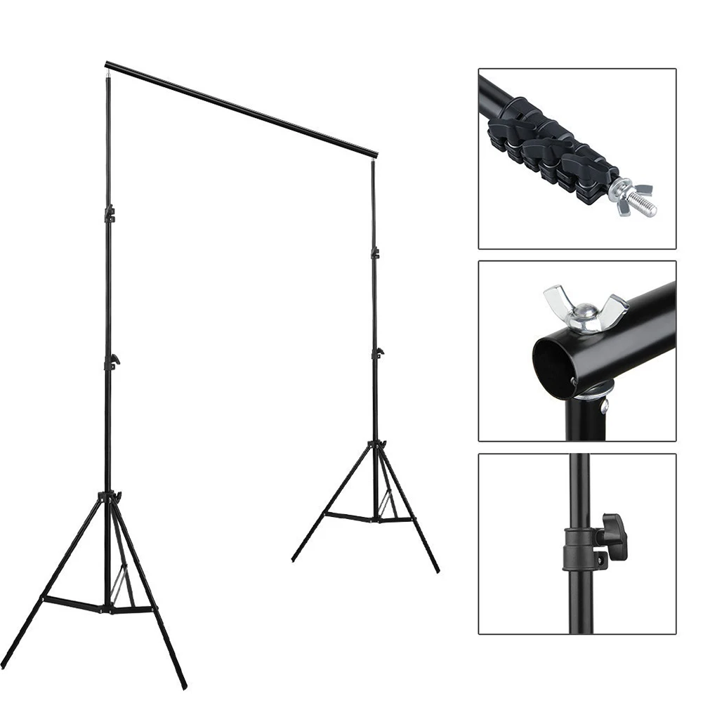 

Kshioe 2*3M Backdrop Support Stand Set 3 Fish Mouth Clips Black-34550302