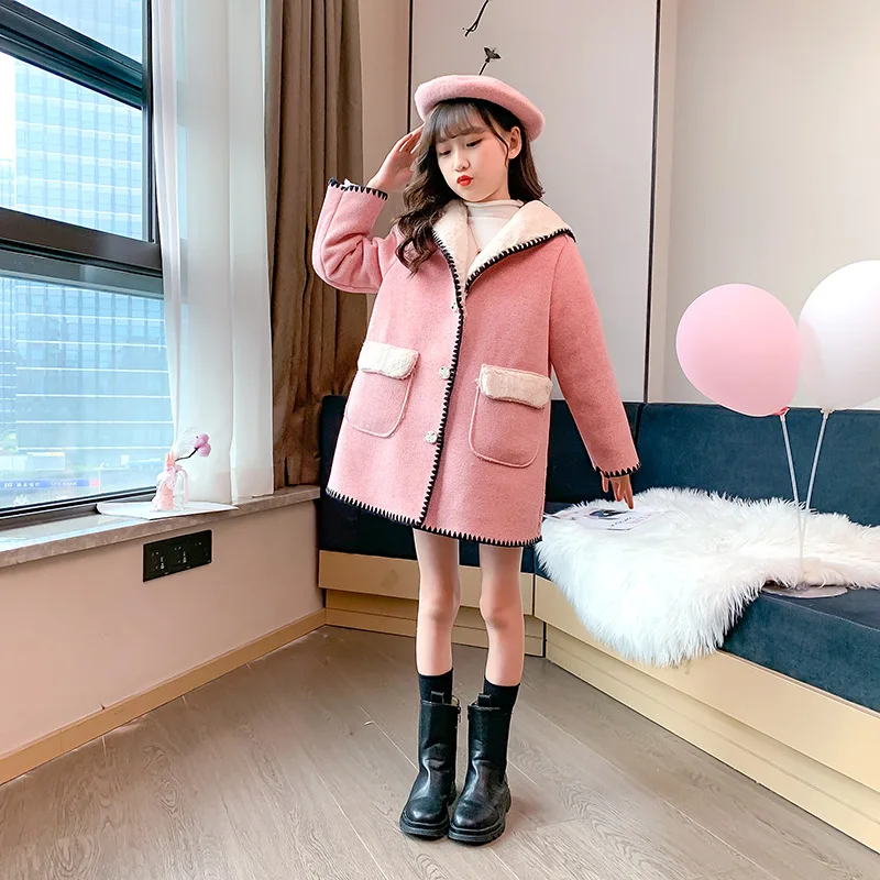 

Детское пальто для девочек, куртка, верхняя одежда, 2021, милая Утепленная зимняя и осенняя верхняя одежда, кардиган, официальная детская одеж...