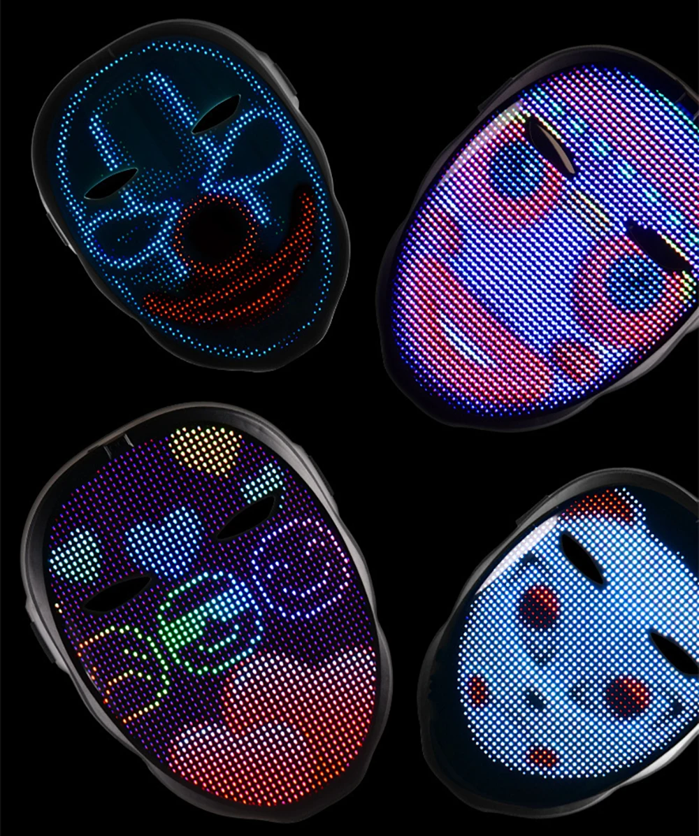 

Halloween Variable Luminous Face Mask Atmospheres Props LED Light up Mask with Bluetooth Festival Party Dance Cosplay Masks