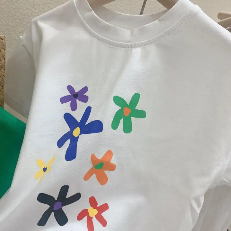 

Little Girls Short Sleeve T-Shirts Kids Cartoon Printed Tops Baby Girls Clothes 2021 Summer Children's Clothing 2 To 8 Years