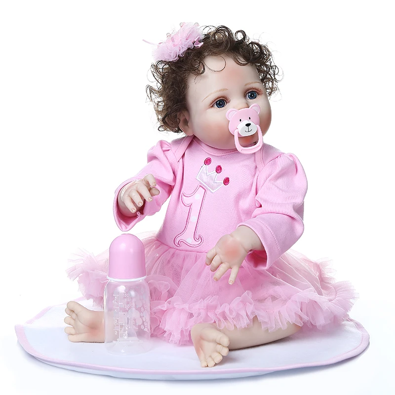 

Hot Selling 55 cm Bebe Doll Reborn Toddler Girl Pink Princess Very Soft Full Body Silicone Beautiful Doll Real Touch Toy Gifts