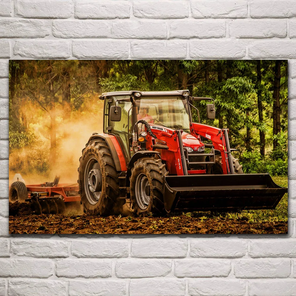 

Cool 6700 plowing tractors agricultural machinery artwork fabric posters on wall picture home art living room decoration KP960