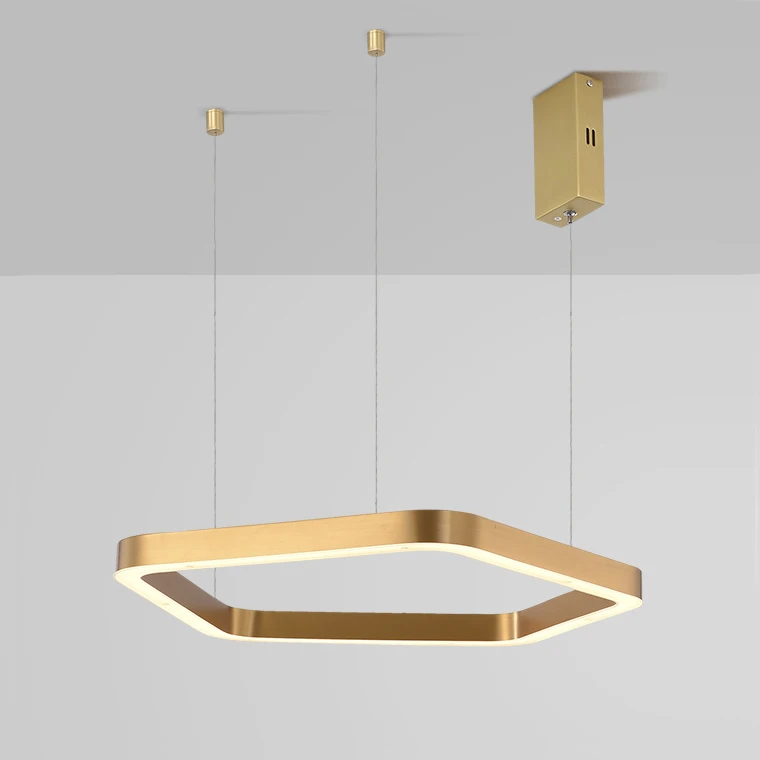 

Stainless steel polygon model room hall living room dining room light luxury simple combination chandelier