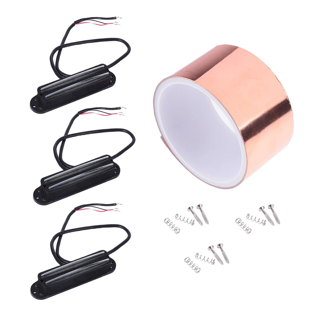 

Shielding Tape 3x Guitar Pickup Humbucker Bridge 6 x Mounting Screws Springs for ST Electric Guitar
