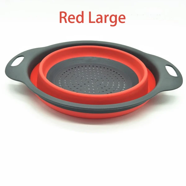 Red Large 4 цвета креативная силиконовая складная стойка корзина Кухонные гаджеты для хранения выдвижной силиконовый фруктовый дуршлаг для овощей S/L - Цвет: Red Large