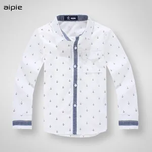 Детские рубашки 100% хлопковые рубашки с длинными рукавами и рисунком якоря для мальчиков, одежда для детей От 3 до 11 лет