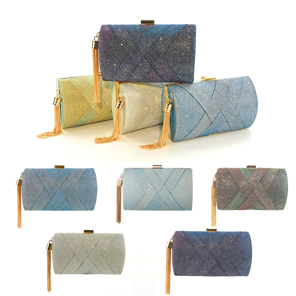 

Fashion Evening Clutch Bags for Wedding Party Discoloration Tassel Shoulder Bag Purse and Handbag for Women 2020 Designer Luxury