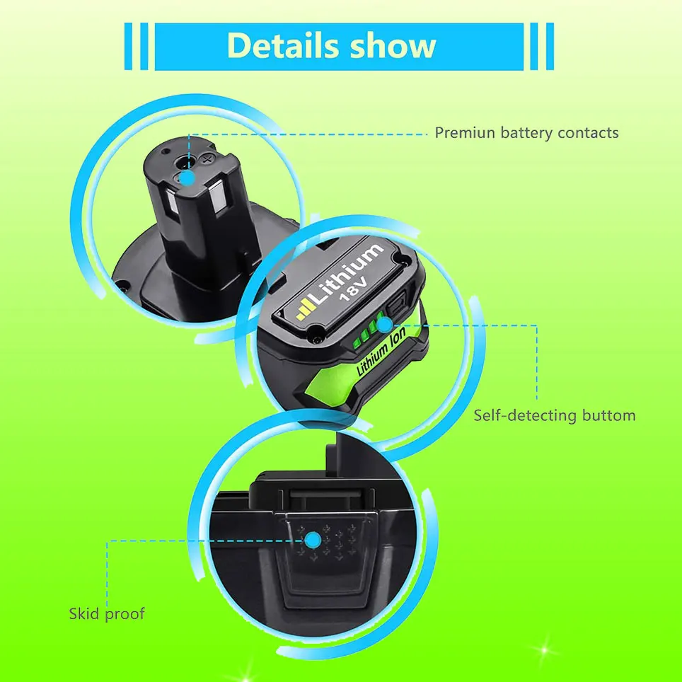 

TURPOW 4.0Ah 18V high-capacity lithium ion replacement battery for 18V ONE+ P102 P103 P104 P105 P122 Cordless power tool battery