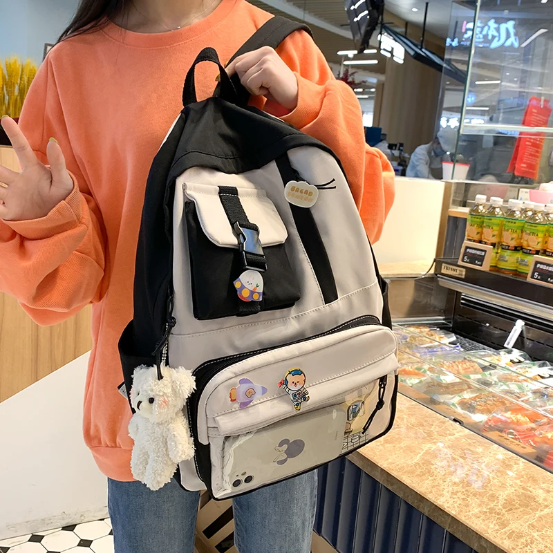 

Водонепроницаемый нейлоновый женский рюкзак SEETIC, сумка для ноутбука с несколькими карманами, Вместительная дорожная сумка, модная женская ...