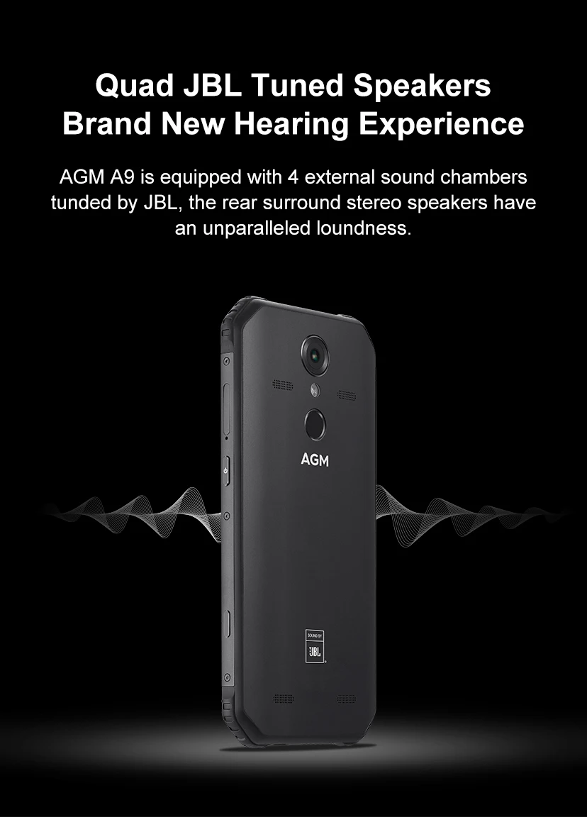 AGM A9 водонепроницаемый 5,9" FHD+ экран смартфон Android 8,1 4 Гб 64 Гб 5400 мАч JBL настроенные колонки Quest Charge NFC OTG Мобильный телефон