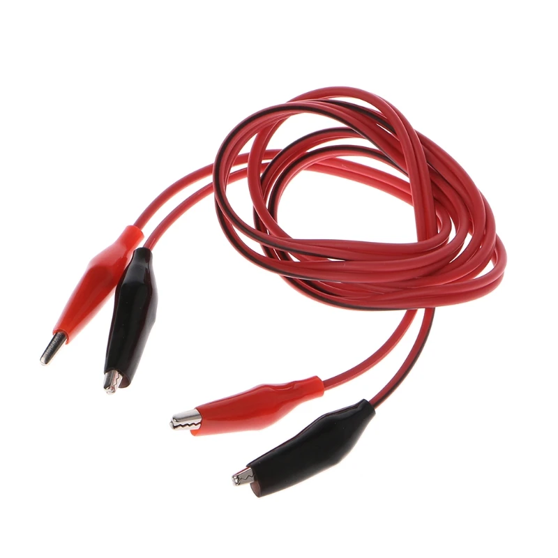 

Dual Red & Black Test Leads with Crocodile Clips Alligator Jumper Cable Wire 105cm