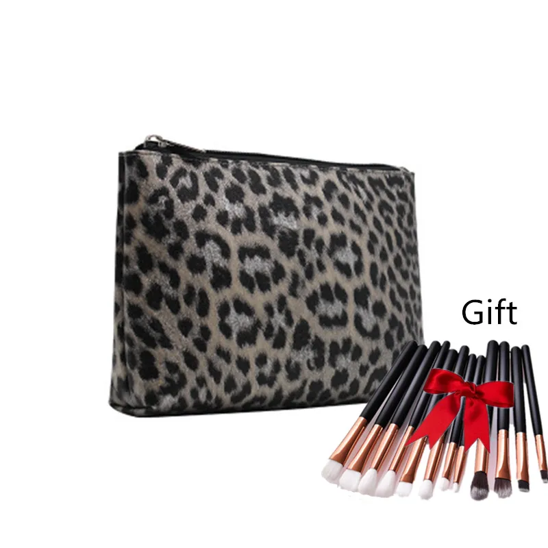 Леопардовая расцветка Кисть для макияжа с сумкой косметический Органайзер лак