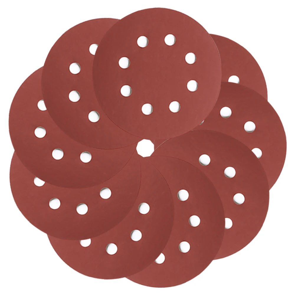 

10pcs/set 125mm 5Inch Sanding Discs 8 Holes 80-600 Grit Sandpaper Pads Set Hook & loop Abrasive sander paper for polishing tools