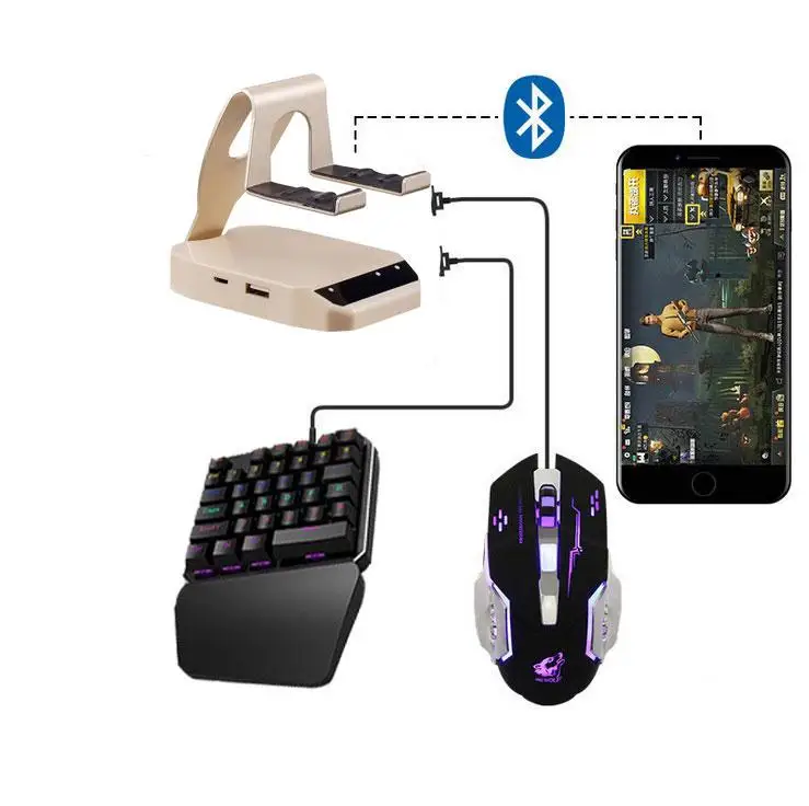 

Bluetooth Keyboard Mouse Converter Stand PC Adapter Gaming PUBG Mobile Gamepad Controller Phone Holder For Android/IOS
