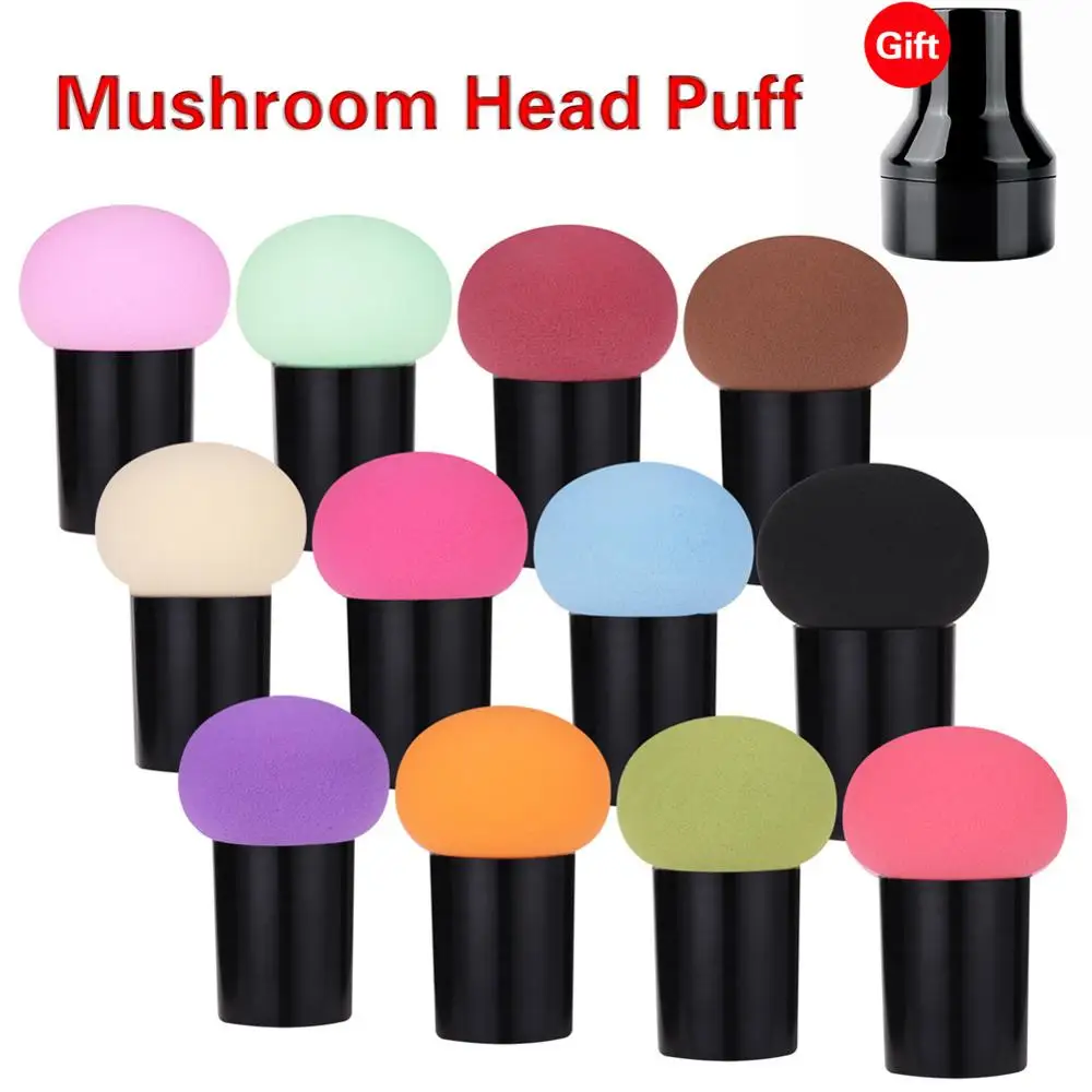 1 шт. портативная косметическая губка с милой грибной головкой сухого и влажного