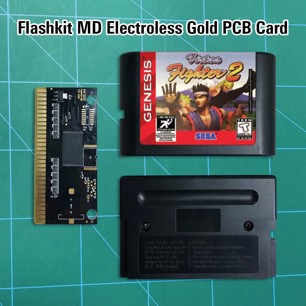 Virtua Fighter 2 Flashkit MD никелевое золото схема на основе печатной платы 16 бит игры
