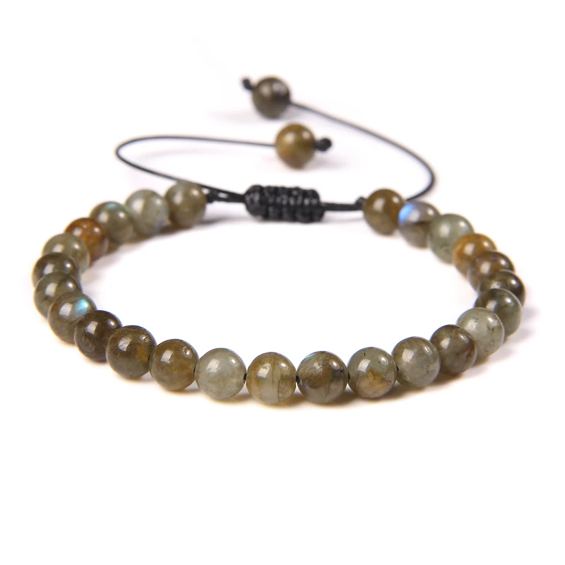 Браслет из натуральных камней с бусинами лазурита 6 мм круглый полированный