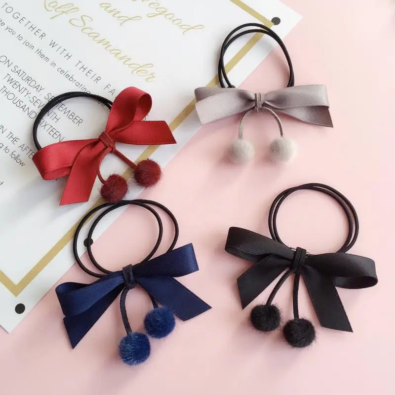 Фланелевая повязка для волос с бантом и помпоном эластичная многослойная