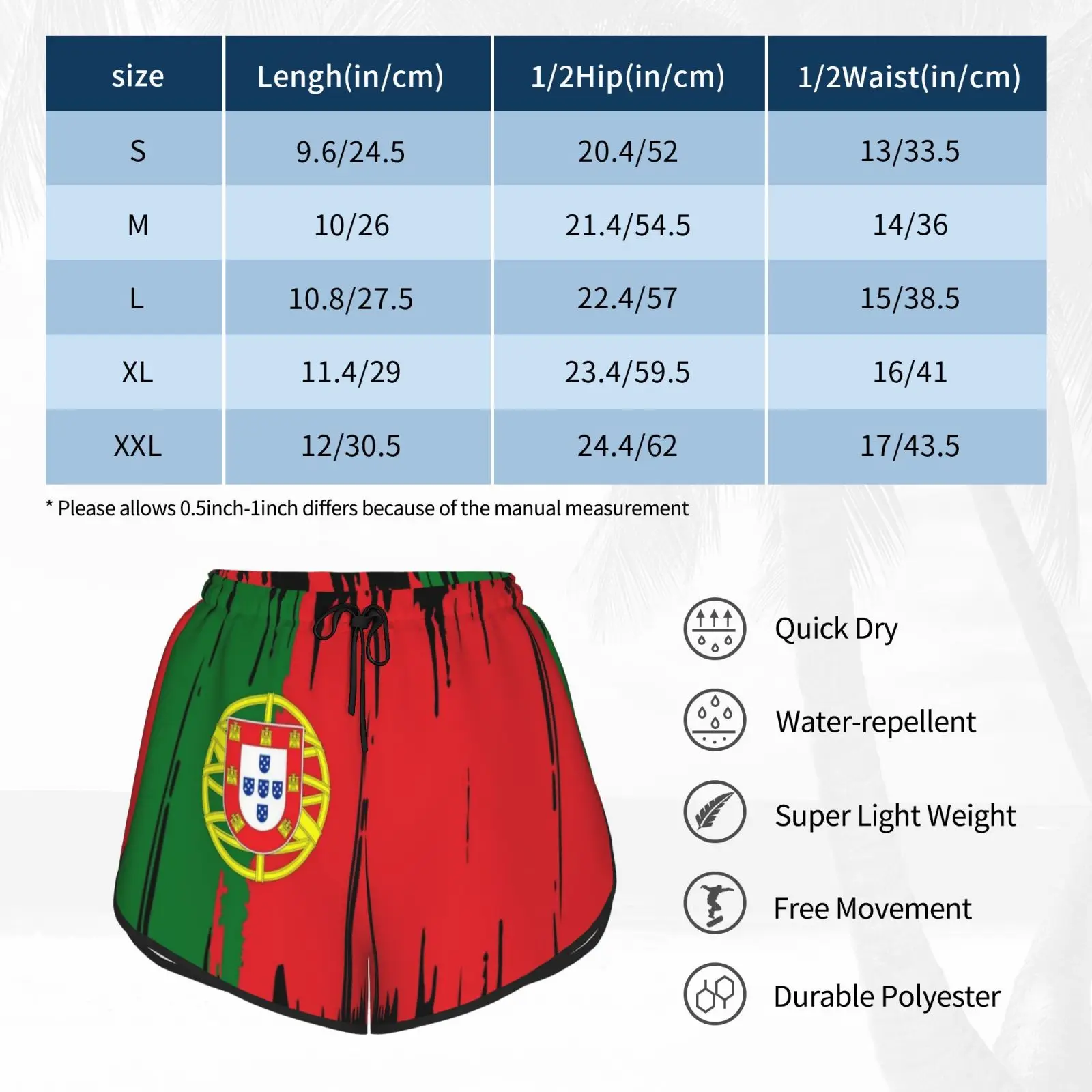 

Portugal Flag Portuguese Flag Country Gift Design Swim Shorts Quick Dry Women Beach Short Portugal Flag Portuguese Country