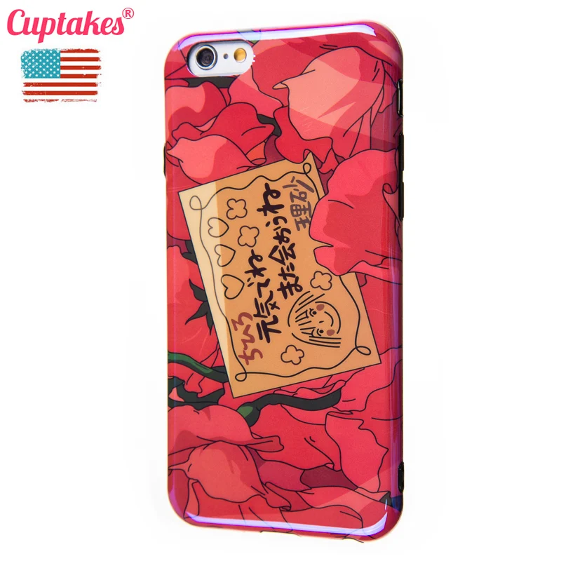 Luxury bling Blue Ray Soft Silicone Case for iPhone XR 6 6S 7 8 Plus X XS Max Cover Cute Girl Hot Pink Pattern Japan OAD Coque |