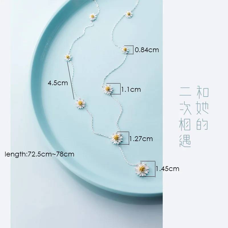 Trustdavis 100% Серебро 925 пробы 8 маленький кулон в виде ромашки длинное ожерелье