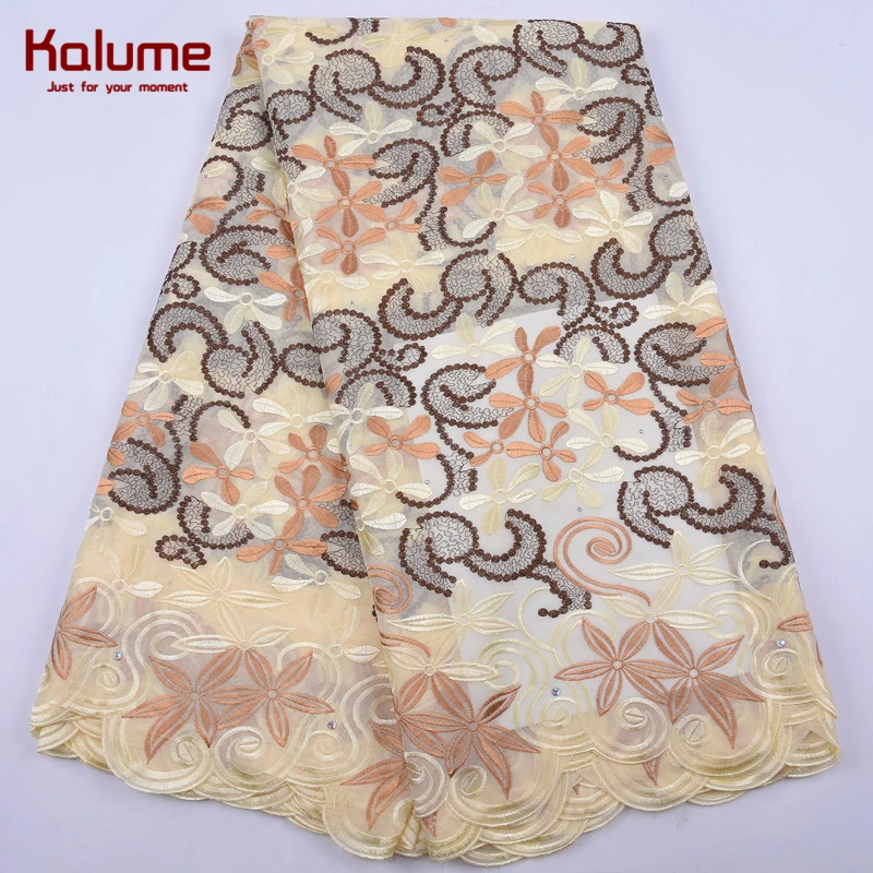 

Kalume Hot Sale African Swiss Cotton Lace Fabric Embroidery High Quality Latest Nigerian Swiss Voile Lace Fabric For Dress 2087