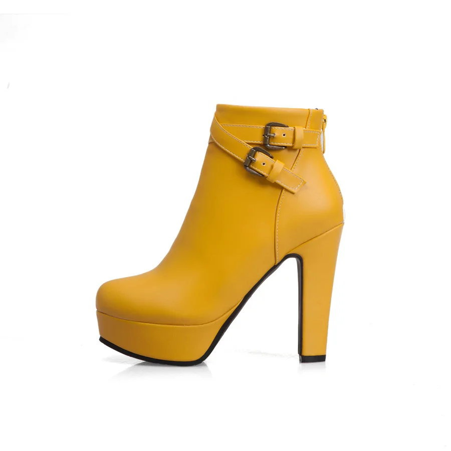 

Elegant Belt Knight boots short autumn and Buckle New winter boots sexy waterproof platform thick high heel night club