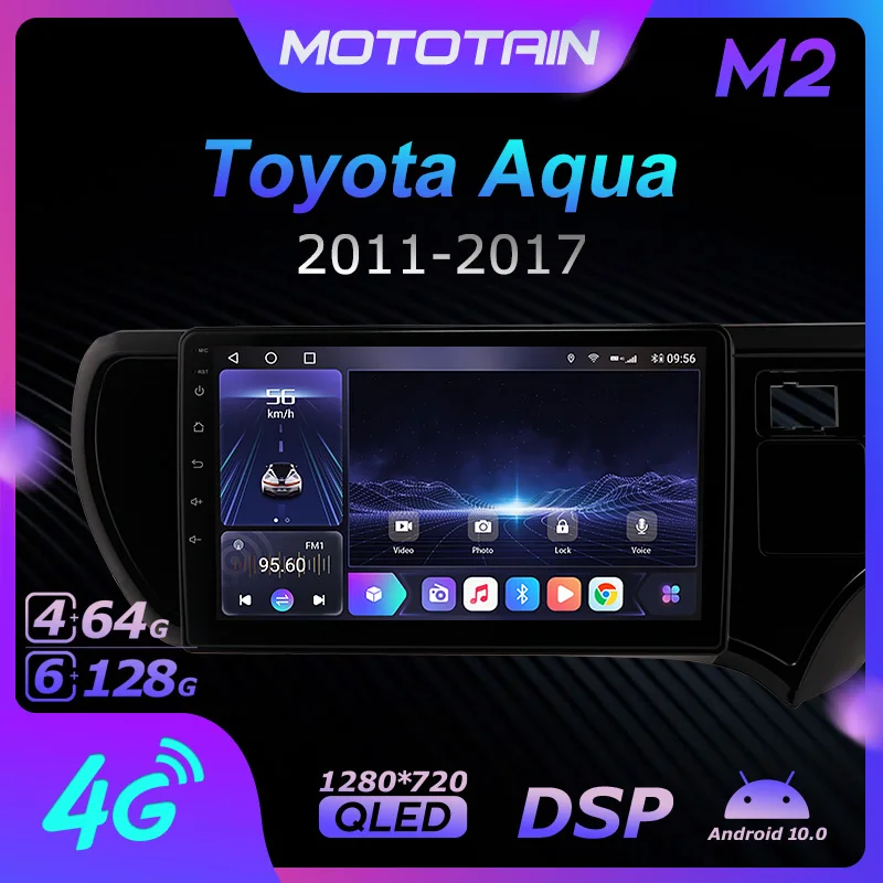 

Автомагнитола 6G + 128G, Android 10,0, GPS для Toyota Aqua 2011-2017, GPS навигационная система с 4G LTE DSP SPDIF BT 5,0 1280*720