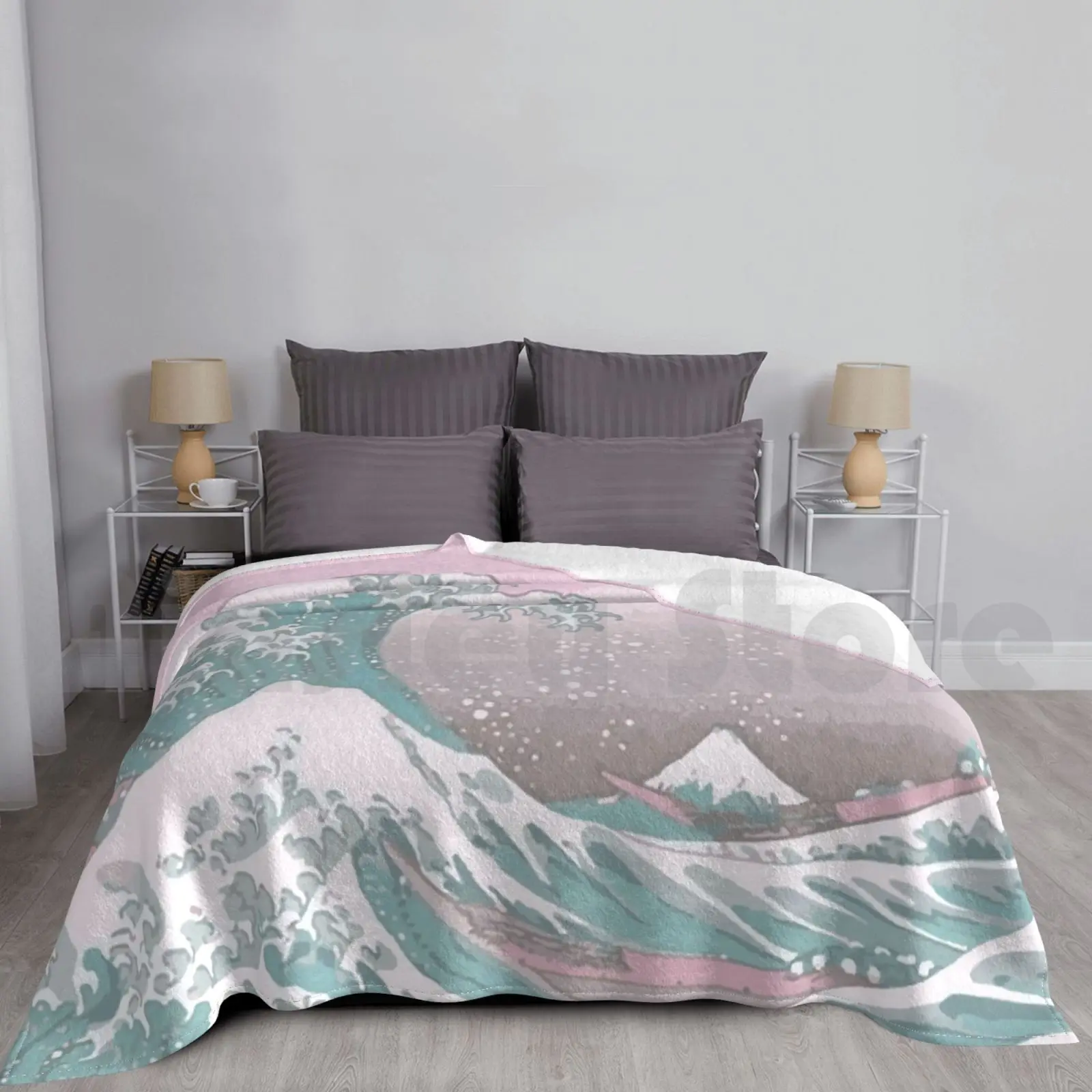 

Pastel The Great Wave Off Kanagawa модное одеяло на заказ 605 японская манга симпатичная 80-е Ретро Пастельная кавайная