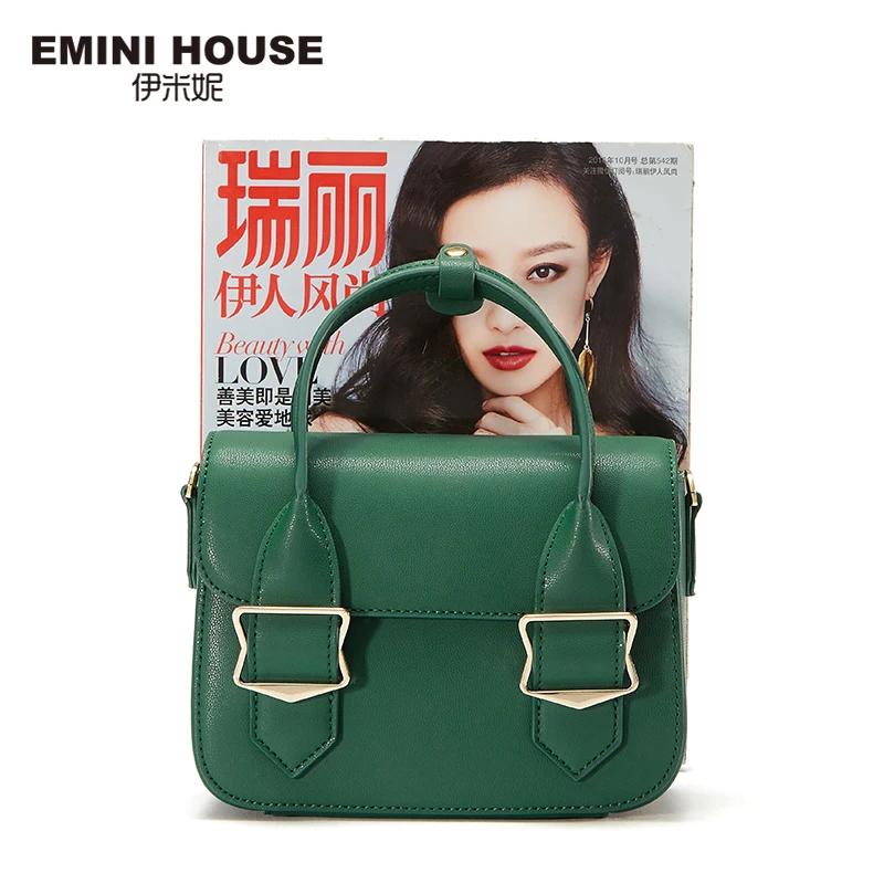 EMINI HOUSE женская кожаная сумка с клапаном на плечо металлическим украшением сумки