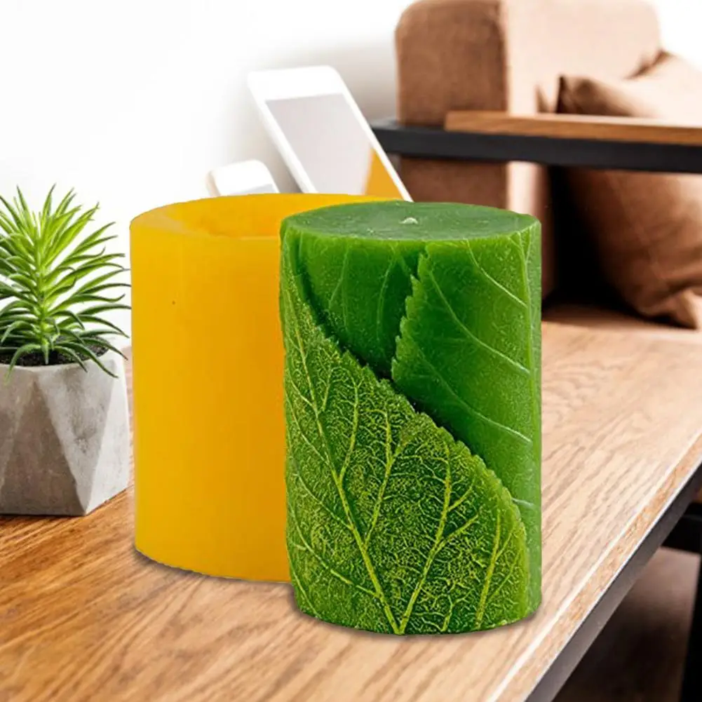 Новая форма для свечей 3D силиконовая рукоделия цилиндр с листьями сделай сам