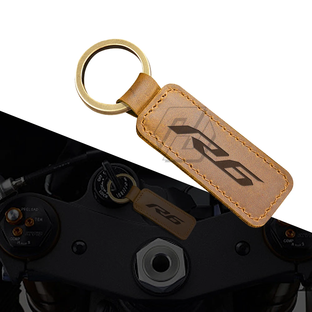 

For Yamaha R6 YZF-R6 New Logo Motorcycle Keychain Cowhide Key Ring