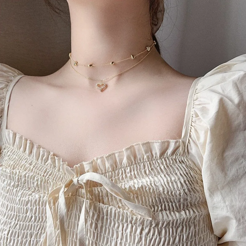 Эстетическое Многоярусное ожерелье с подвеской в виде сердца чокеры женское