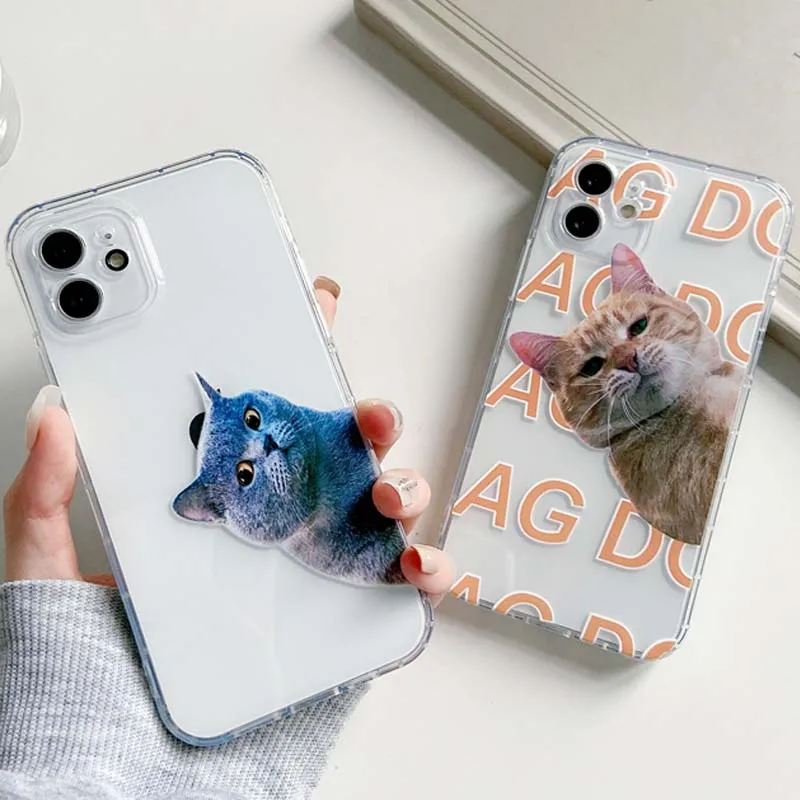 

Fuuny cat phone case for iphone x xr xs max 11 12 mini pro max 8 7 plus se 2020 cartoon animal cover shell funda cute conque