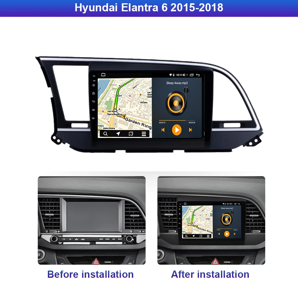 Runningway Android 2017 5G автомобильный DVD-плеер для Hyundai Elantra 6 2015-2018 4G + 64G автомобильное