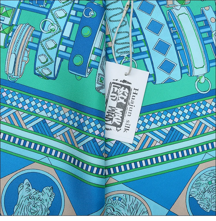 Магазин HuaJun 2 | Шарф ошейники и собаки 90 Шелковый саржевый шарф ручной работы с