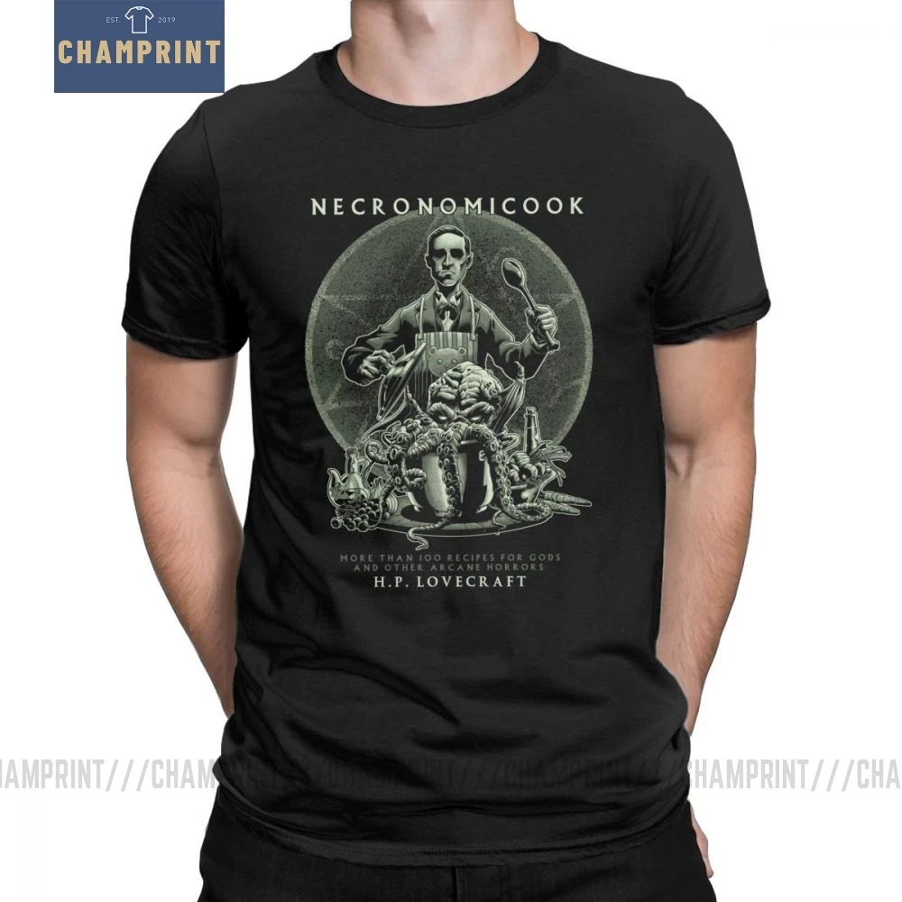 Футболки Necronomicook Call Of Cthulhu для мужчин футболки Lovecraft arкхэм Arcane страшные Уникальные