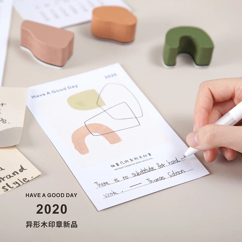 10 деревянных резиновых штампов неправильной геометрической формы для